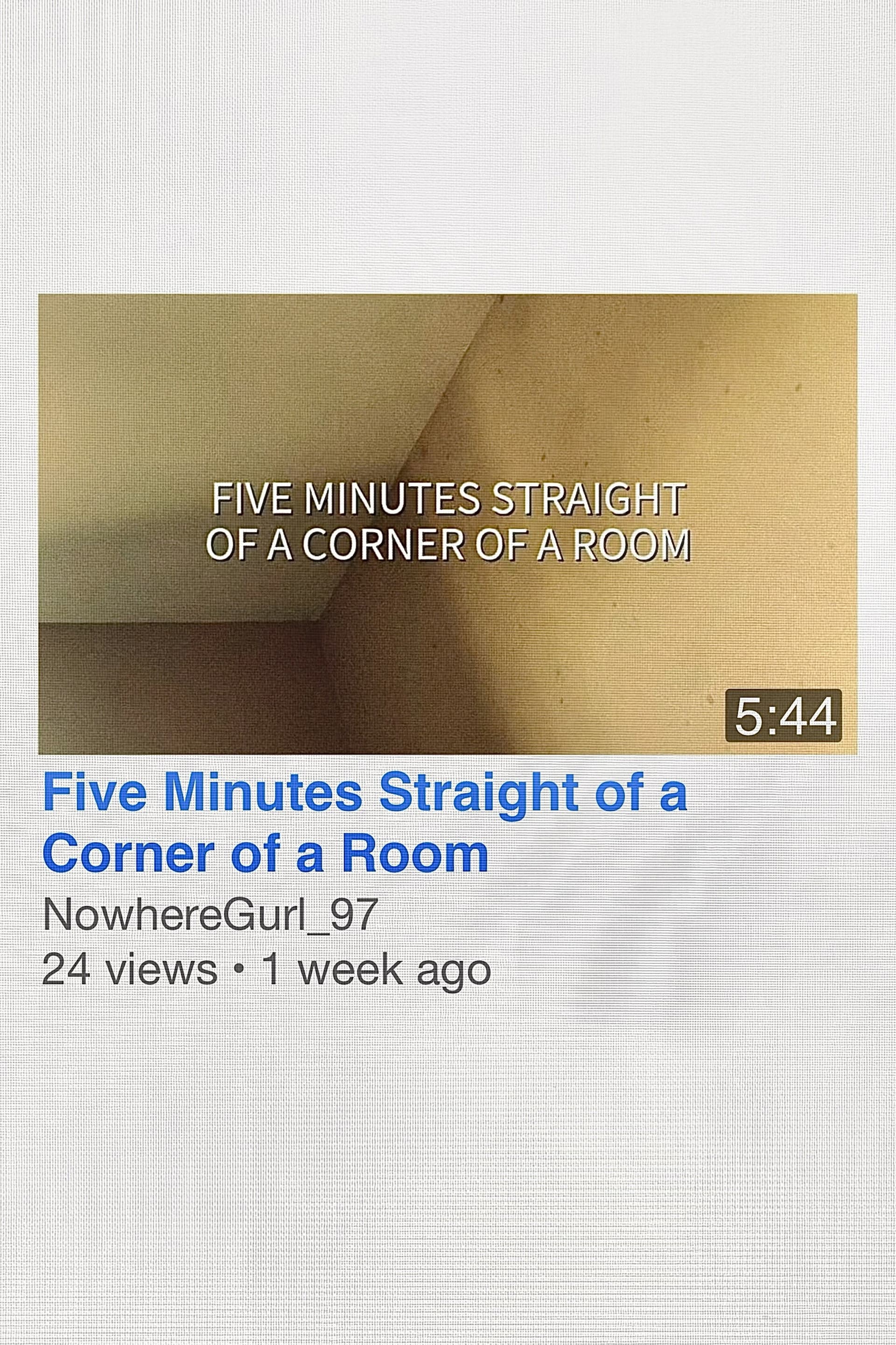 Five Minutes Straight of a Corner of a Room