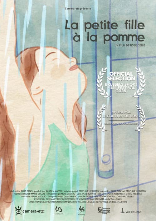 The little girl with the apple poster