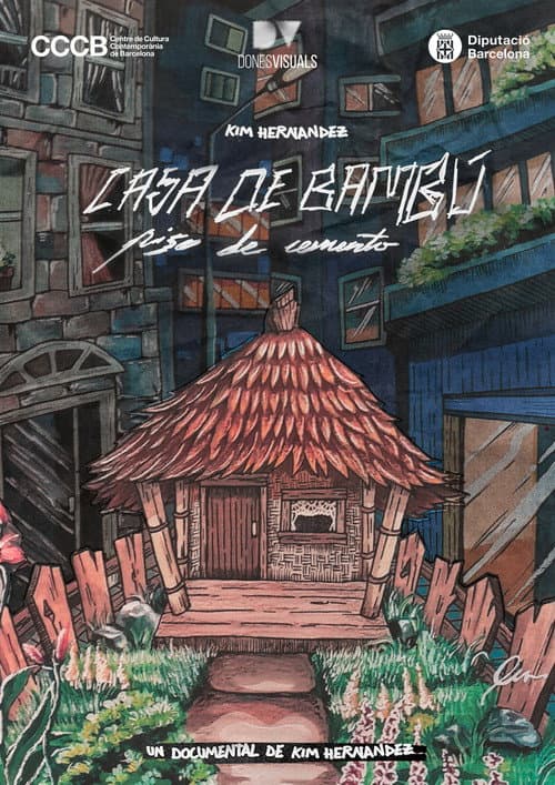 Casa de bambú, piso de cemento poster