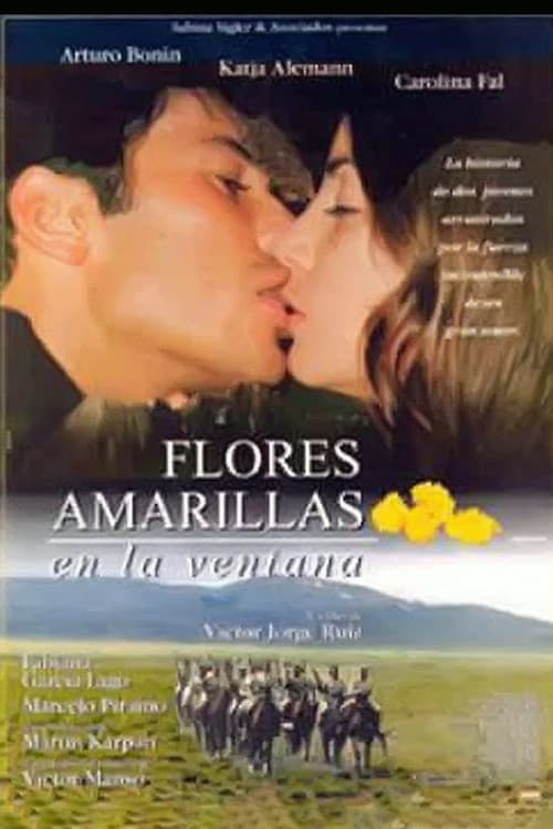 Flores amarillas en la ventana poster