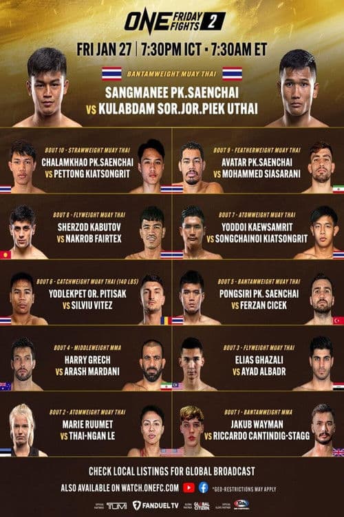 ONE Friday Fights 2: Sangmanee vs. Kulabdam poster