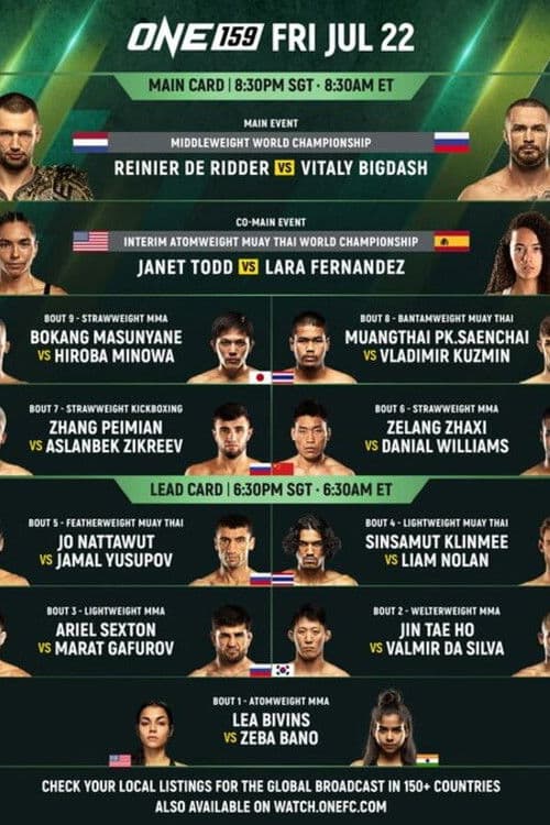 ONE 159: De Ridder vs. Bigdash poster
