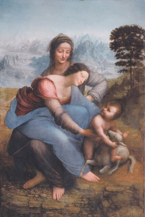Léonard de Vinci « Le sourire et l’entrelacs, La Vierge, l’enfant Jésus et Sainte Anne » poster