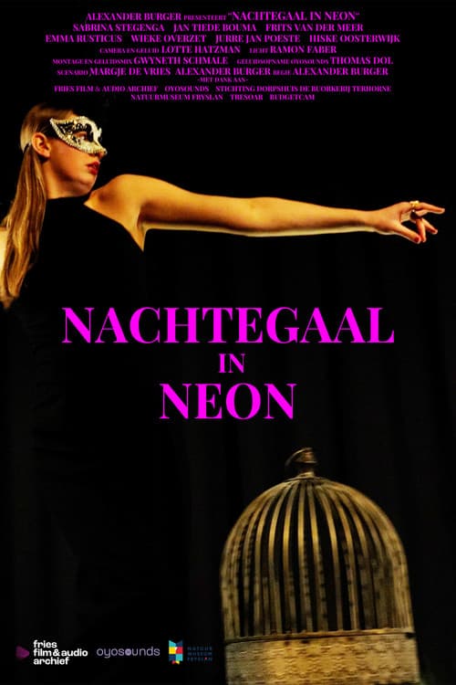 Nachtegaal in neon poster